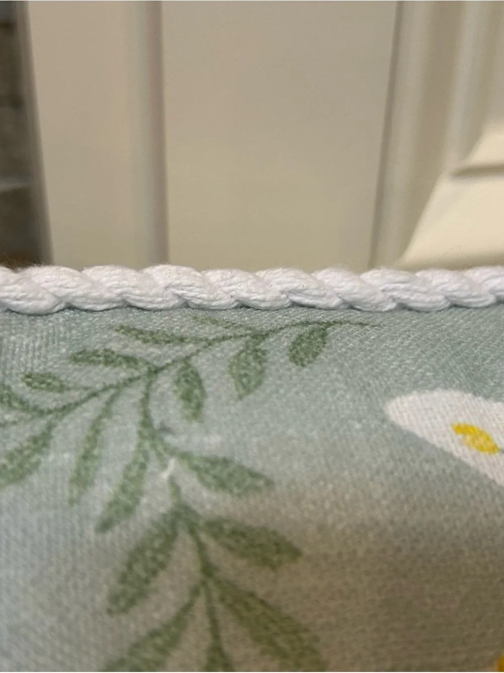 Floral Bunny Holiday Pillow in Mint Green